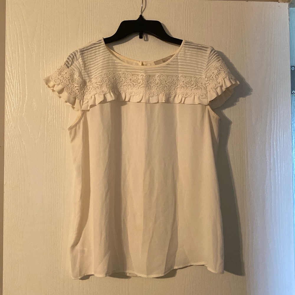 Loft - Cream top with lace